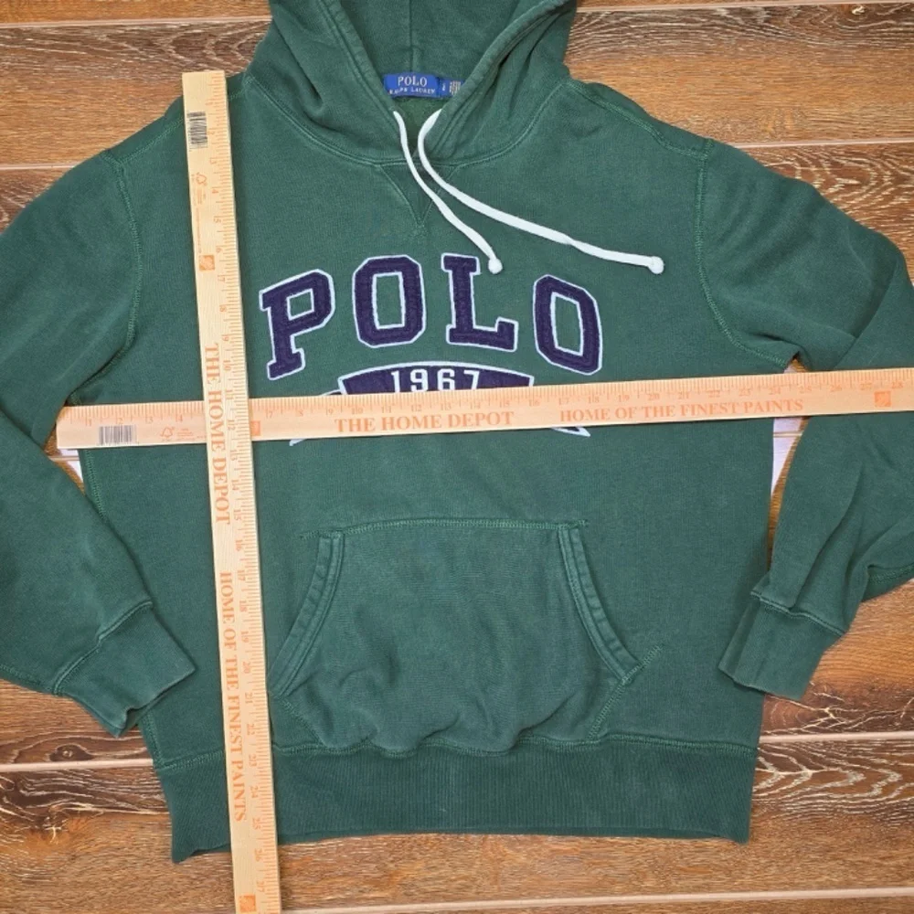 POLO RALPH LAUREN Polo 1967 Print Hooded Sweatshirt In Green Hoodie Mens Large